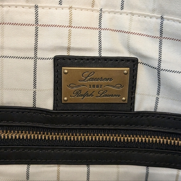 Lauren Ralph Lauren Black Nylon Leather Trim Tote Bag - Picture 11 of 13